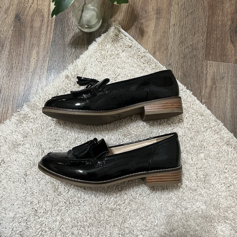 Michael Shannon Size 7 Black Patent Faux Leather Tassel Melodie Loafers - Picture 5 of 8